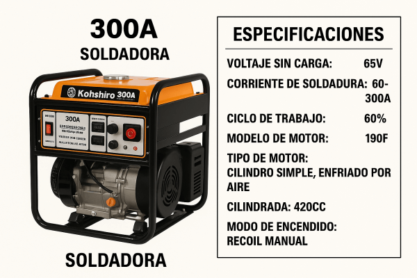 Motosoldadora Kohshiro Mma Sold300a 300a 2600w Monofásica - Imagen 6