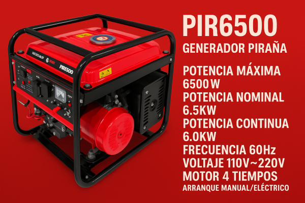 Generador Electrico Piraña PIR6500  6500W 4t Gasolina - Imagen 9